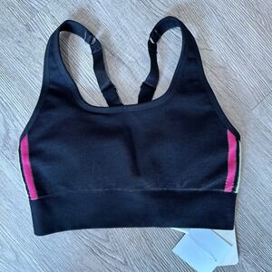 Fabletics Aisley Seamless Bra‎ XS Black Pink Green Athleisure Workout Low Impact